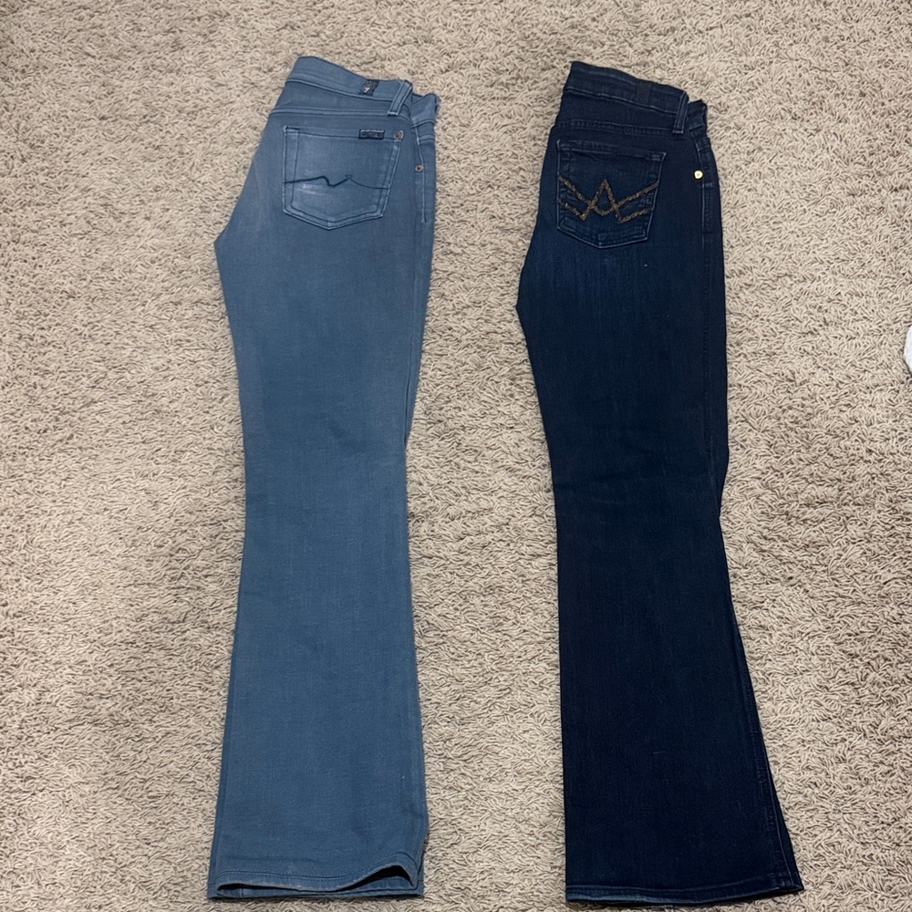 7 For All Mankind Women's Boot Cut Jeans in Light and Dark Blue